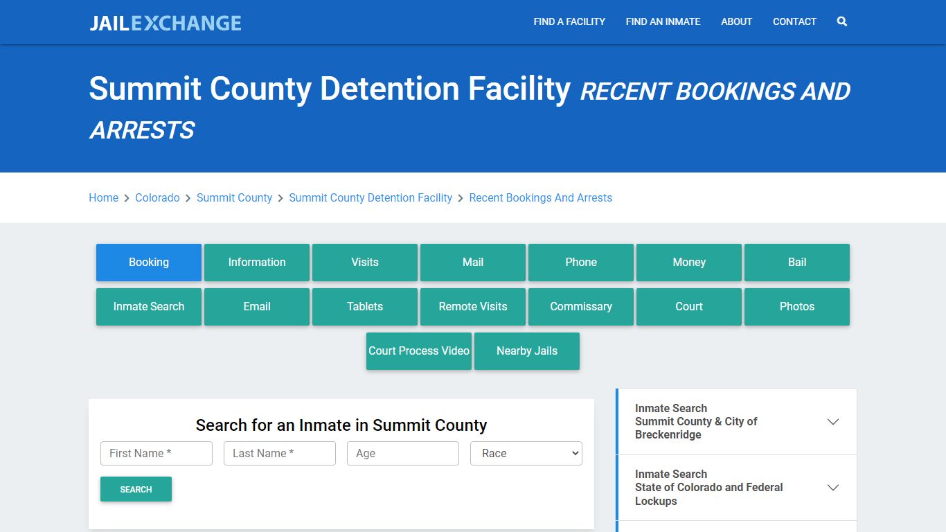 Summit County Detention Facility Recent Bookings And Arrests